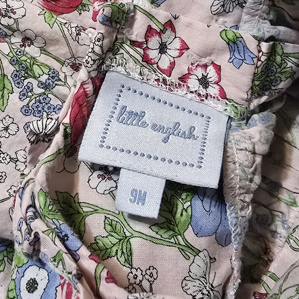 Little English Floral Print Dress with Pink and Blue Accents - Picture 3 of 3